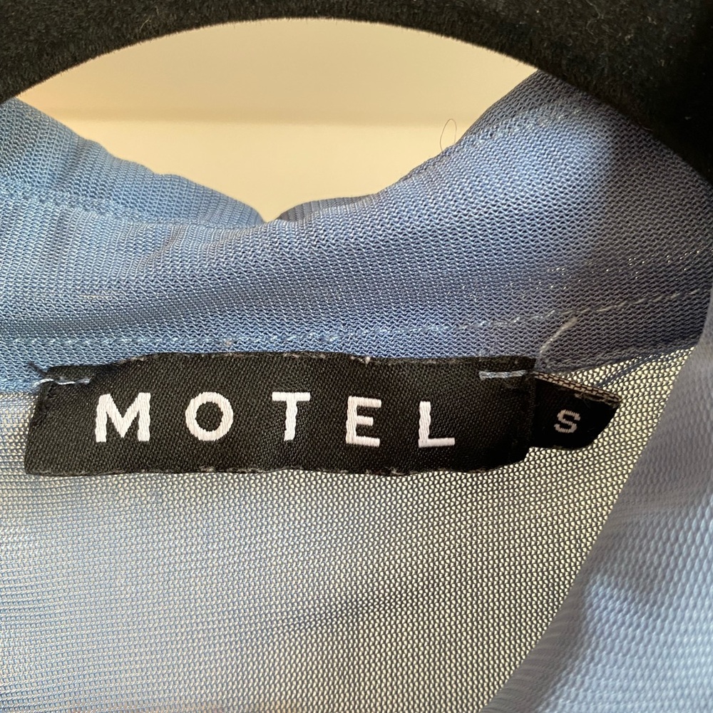 Motel Rocks Sheer Baby Blue Button Up Top - Picture 3 of 4